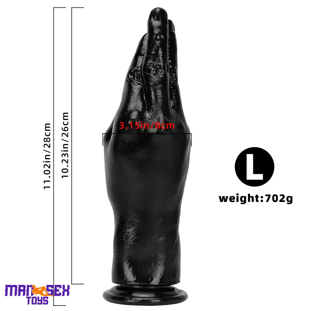 6.3in 8.66in 11.02in Women Using Big Black Thick Hands Fist Wide Dildo