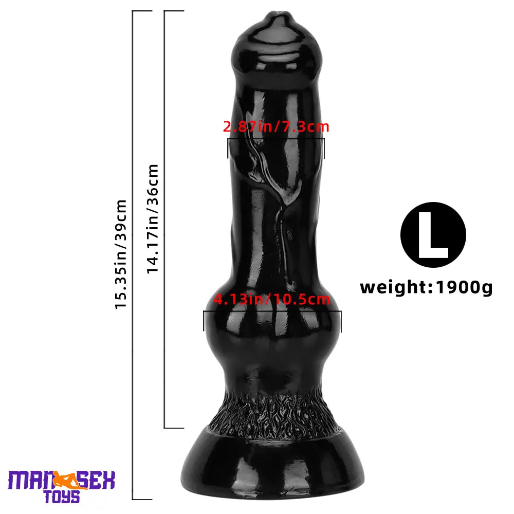7.48in 14.17in 15.35in Big Black Thick Dog Penis Fantasy Animal Knot Dildo