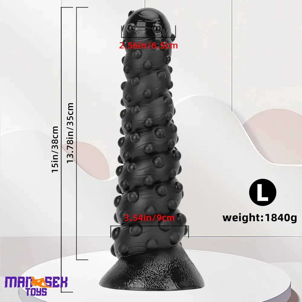 7.48in 11.22in 15in Huge Black Spiral Animal Octopus Big Dildo Butt Plug