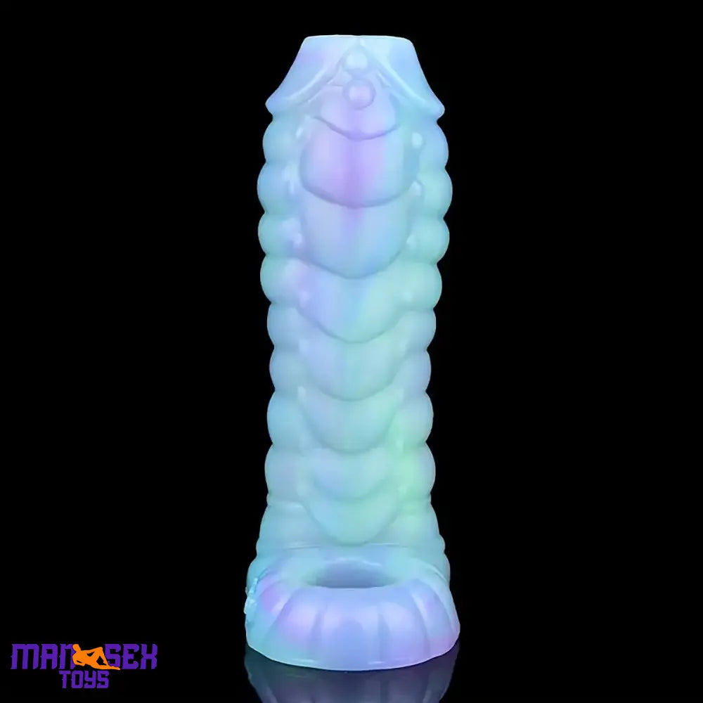 5.9in Lifelike Silicone Soft Cock Ring Dildo Sleeve Snake Luminous Extender