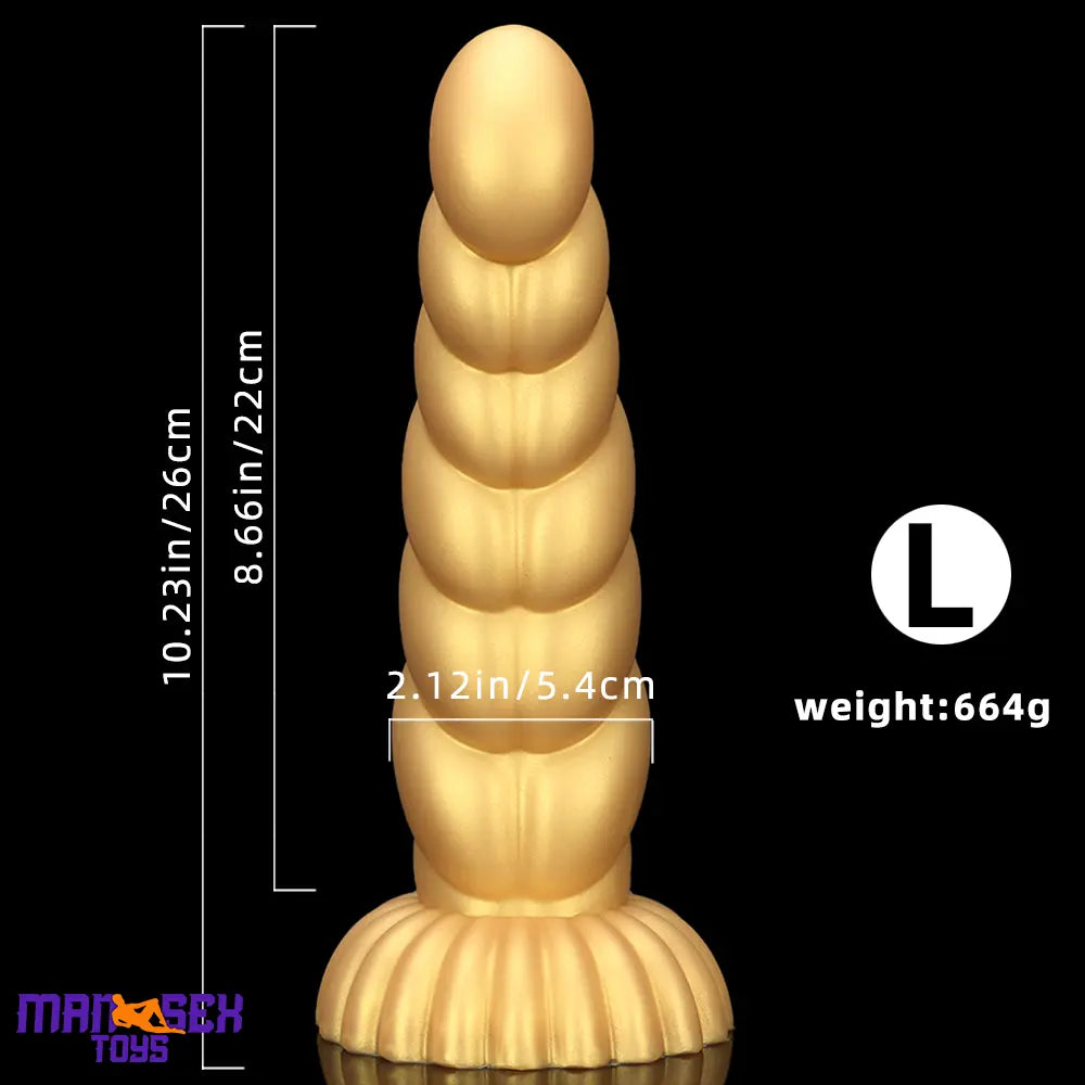5.51in 7.87in 10.23in Gold Silicone Soft Fantasy Dildo For Anal Orgasm Cock