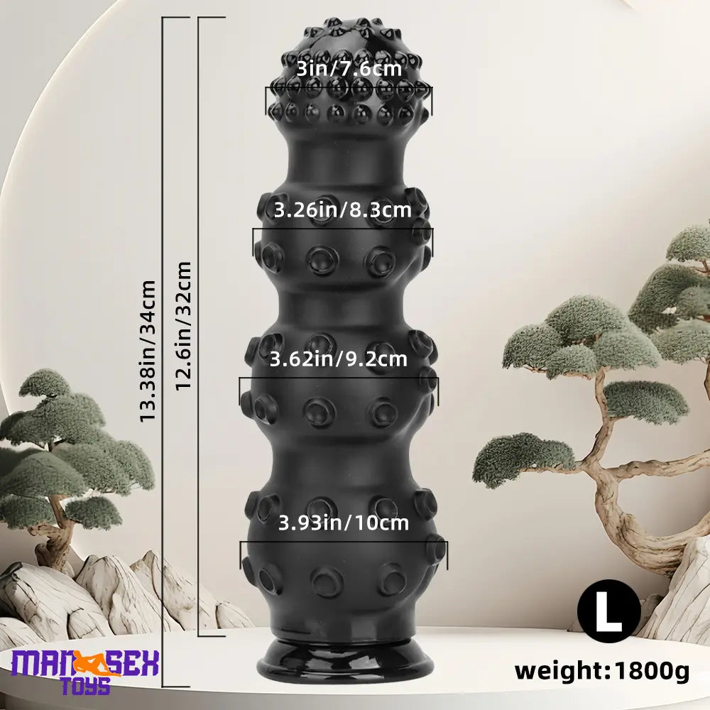 6.7in 9.84in 13.38in Super Black Animal Octopus Cock Dildo Butt Plug