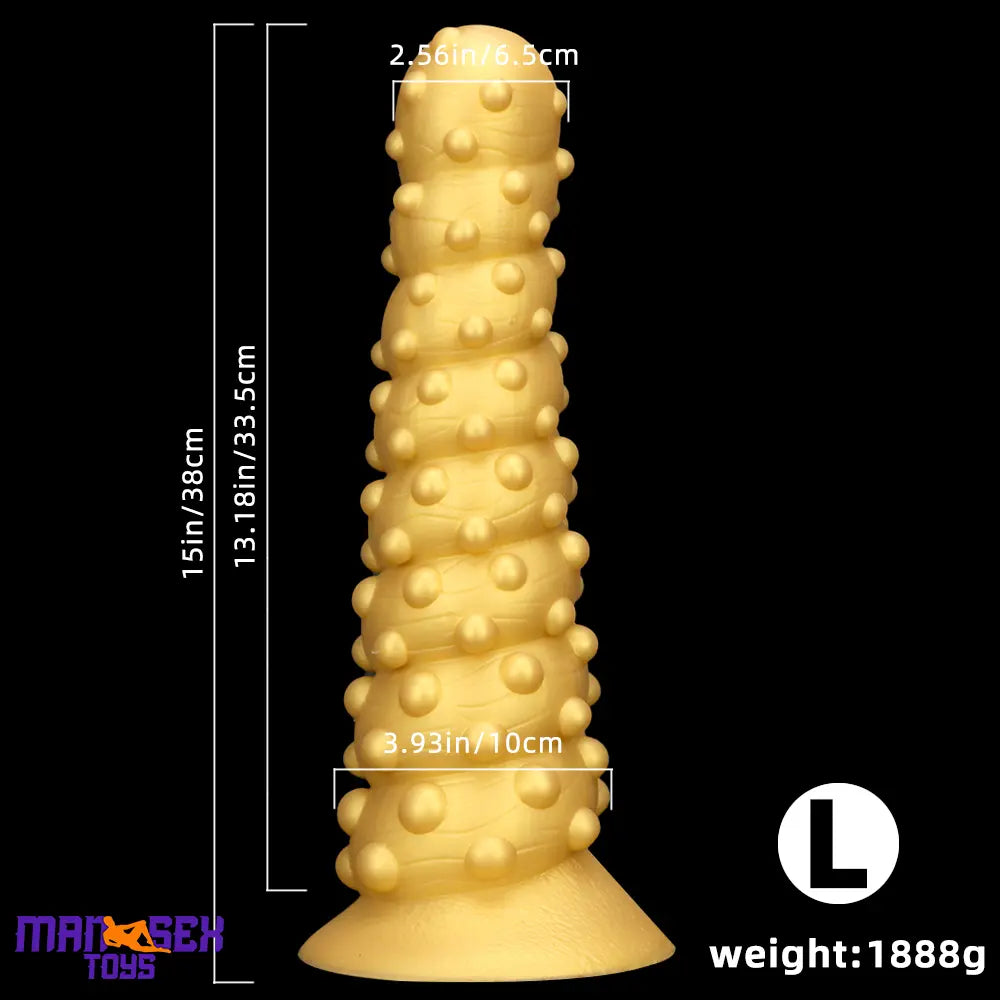 7.48in 11.02in 15in Soft Liquid Silicone Spiral Spiked Cock Big Butt Plug Dildo