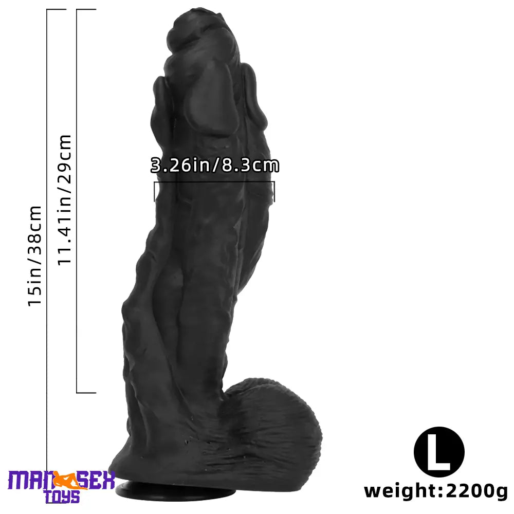 11.41in 12.6in 15in Super Big Silicone Soft Black Fantasy Durable Sex Dildo