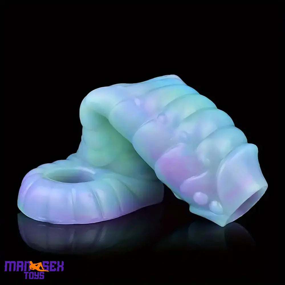5.9in Lifelike Silicone Soft Cock Ring Dildo Sleeve Snake Luminous Extender