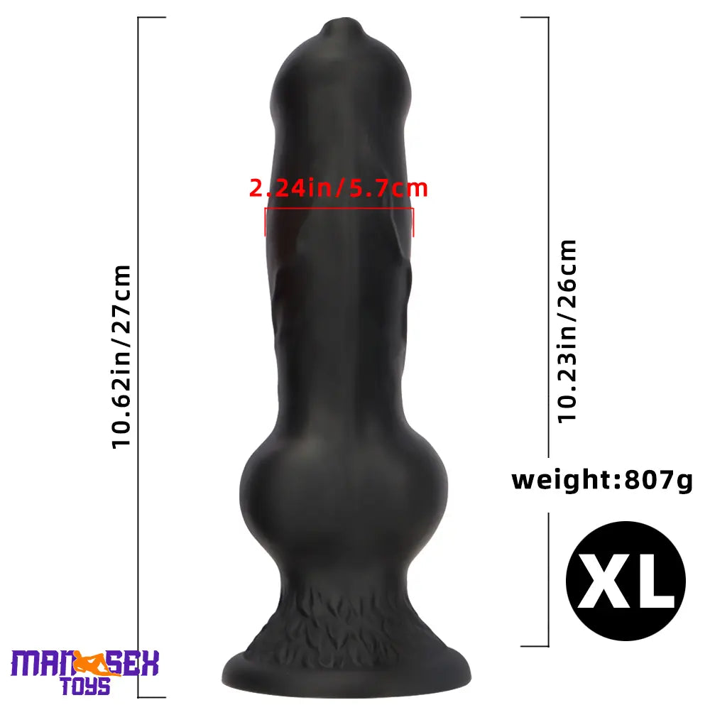 7.28in 7.48in 9.64in 10.62in 13in Big Black Silicone Dog Cock Male Dildo