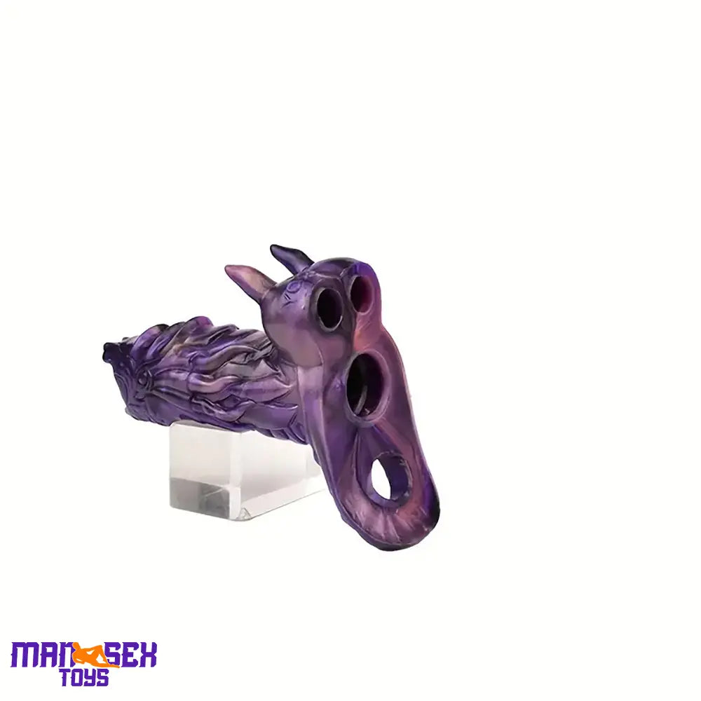 5.91in Liquid Silicone Dragon Fantasy Hollow Cock Ring Dildo Sleeve Sex Toy