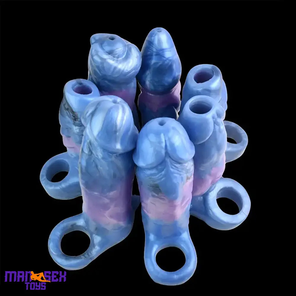 Multiple Lengths Fantasy Silicone Soft Penis Sleeve Cock Ring Dildo Sex Toy