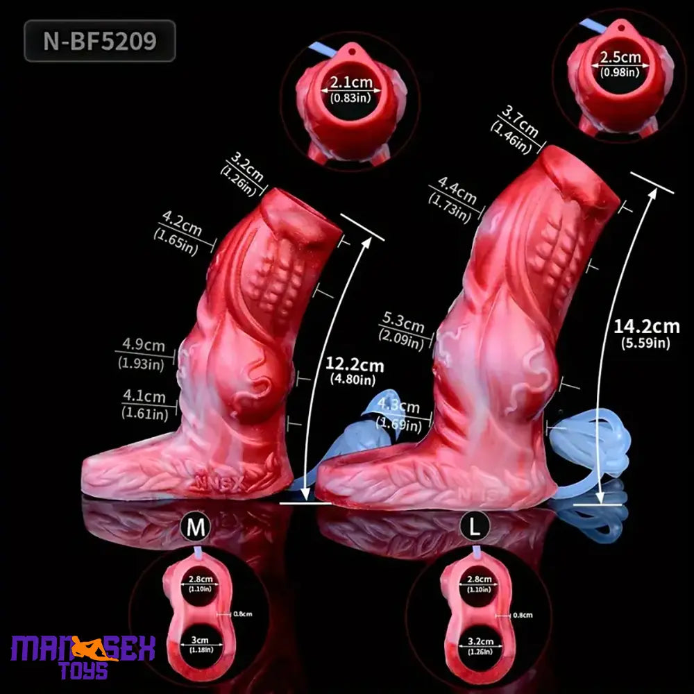 4.8in 5.59in Soft Liquid Silicone Monster Cock Ring Dildo Sleeve For Delay