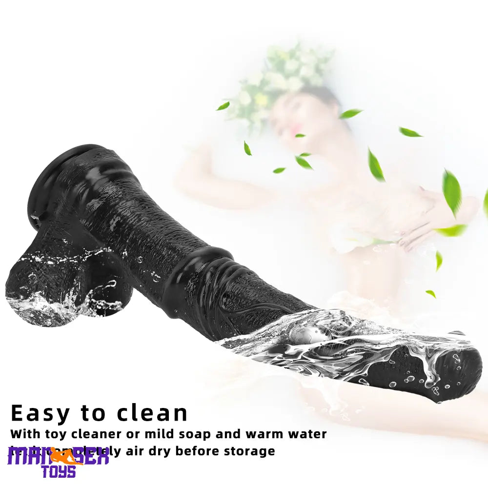 14.76in Extra Long Huge Black Soft Liquid Silicone Horse Cock Handy Dildo