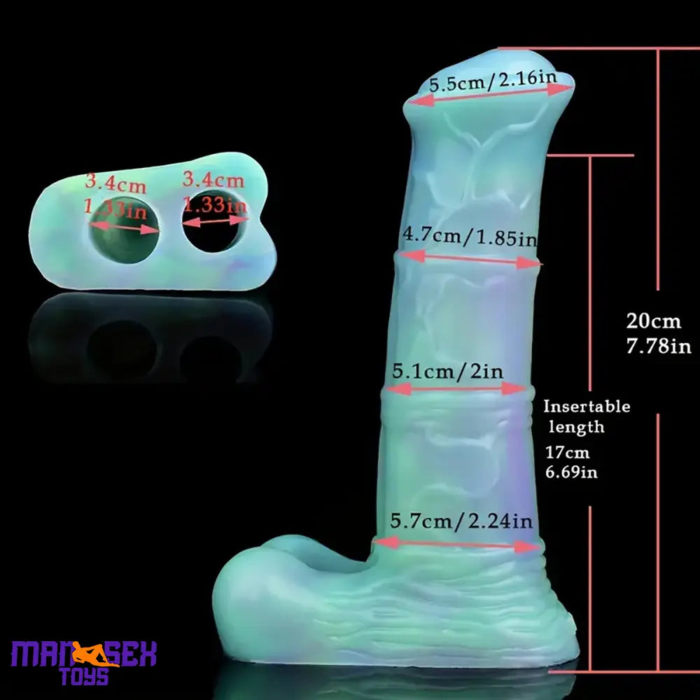 7.78in Liquid Silicone Fantasy Horse Glowing Luminous Durable Cock Dildo