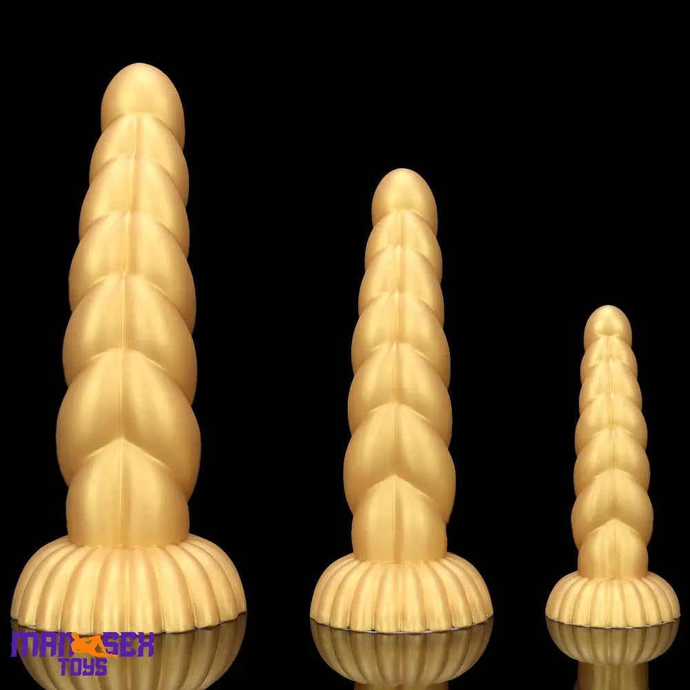 5.51in 7.87in 10.23in Gold Silicone Soft Fantasy Dildo For Anal Orgasm Cock