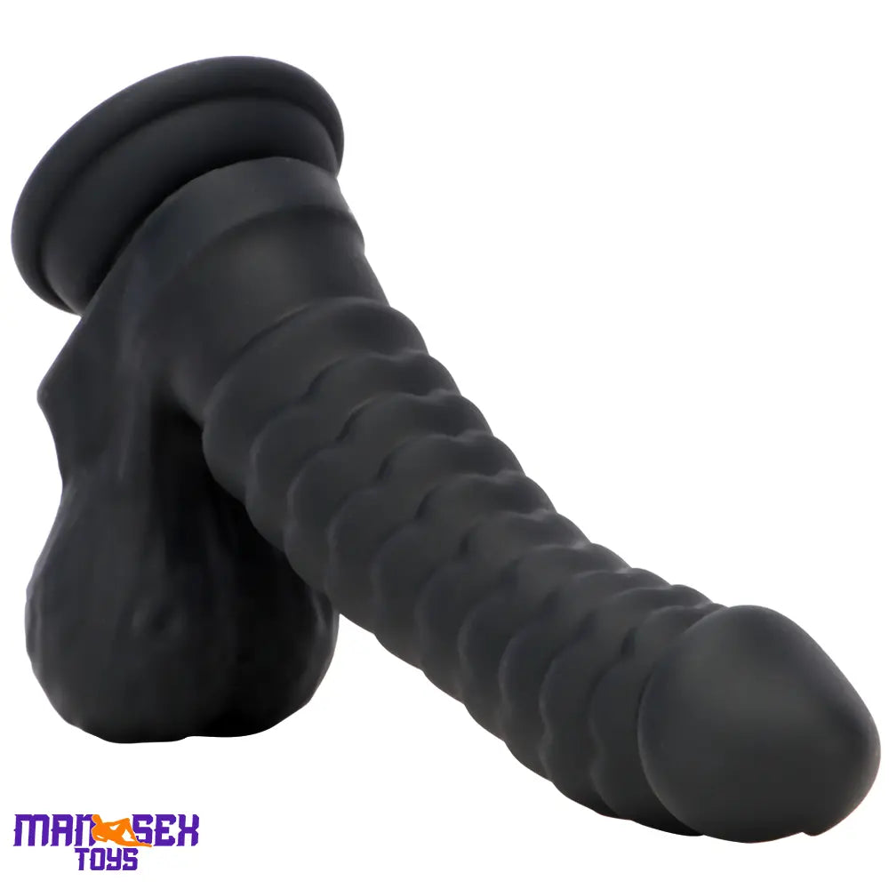 8.07in Big Black Fantasy Double Layer Silicone Flexible Caterpillar Dildo