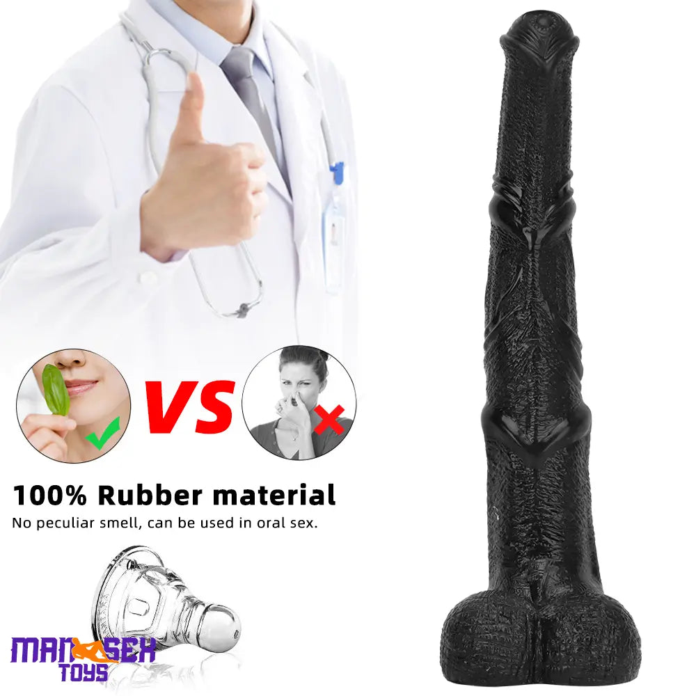 14.76in Extra Long Huge Black Soft Liquid Silicone Horse Cock Handy Dildo