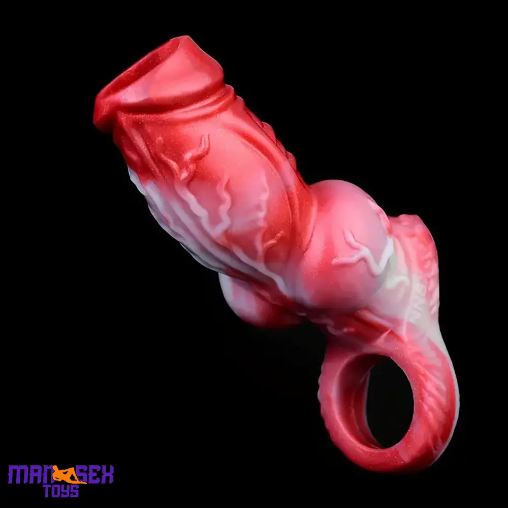 4.92in 5.83in Silicone Soft Cock Ring Dildo Sleeve Dog Animal Knotted Extender
