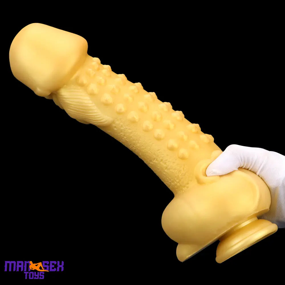 11.8in Liquid Large Soft Silicone Fantasy Thick Gold Anal Spiked Clit Dildo