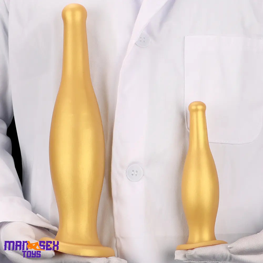 6.7in 11.41in Gold Beer Bottle Silicone Soft Big Anal Vaginal Butt Plug Dildo