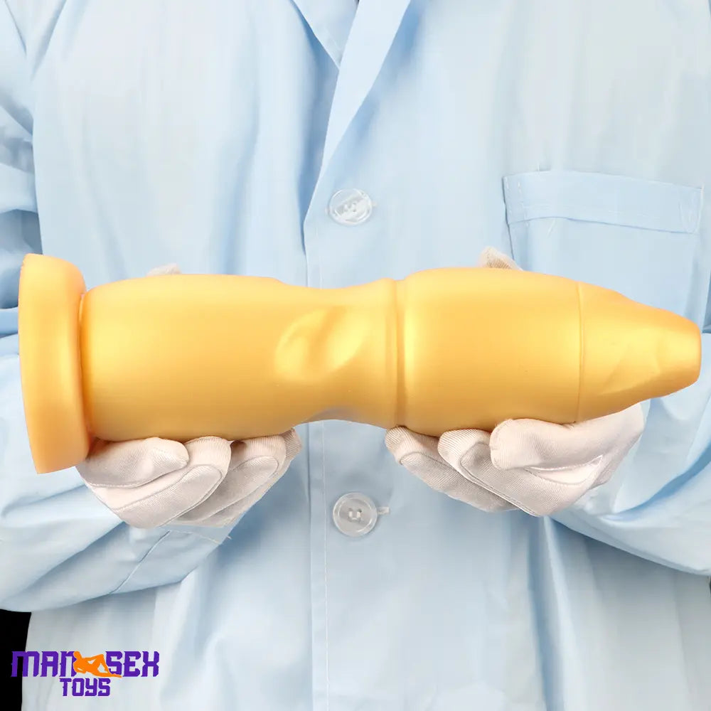 9.84in Gold Soft Liquid Big Silicone Butt Plug Dildo For Female Anal Sex Toy