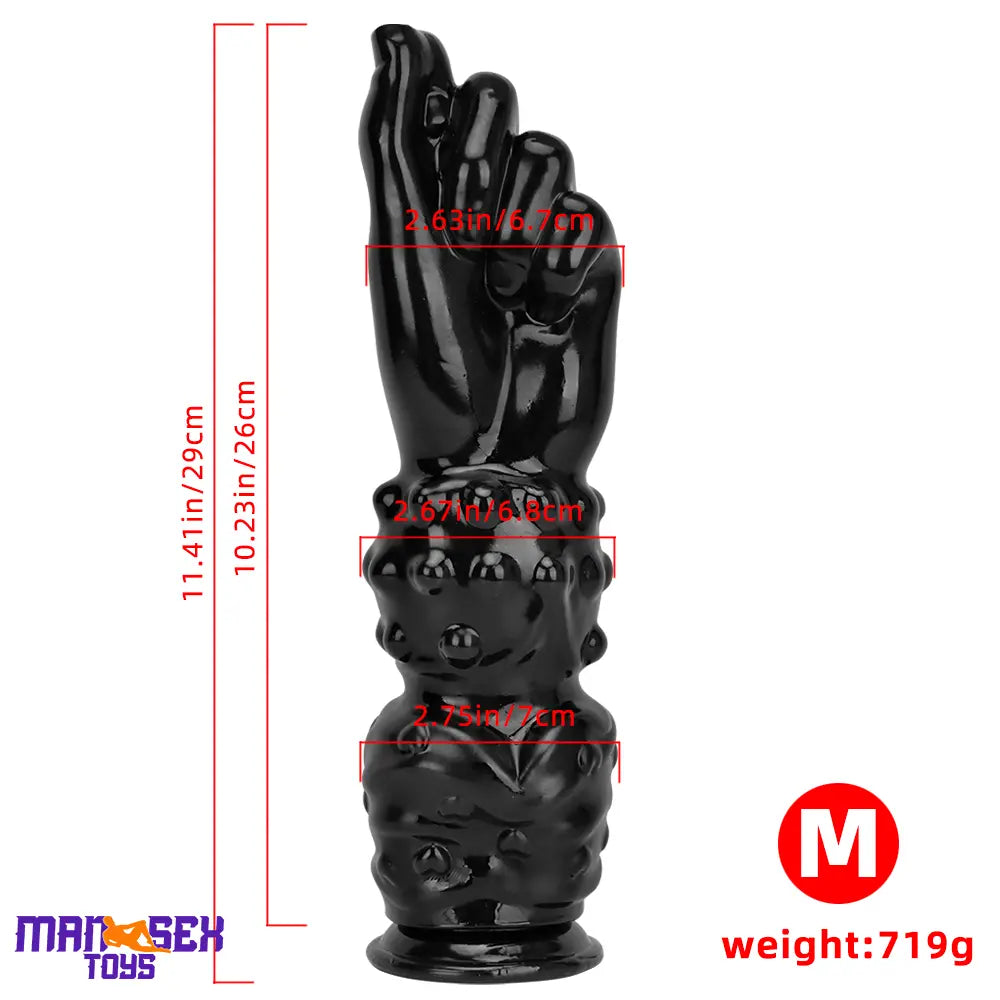 7.67in 11.41in 14in Large Thick Black Hands Fist Dildo For Anal Wide Sex