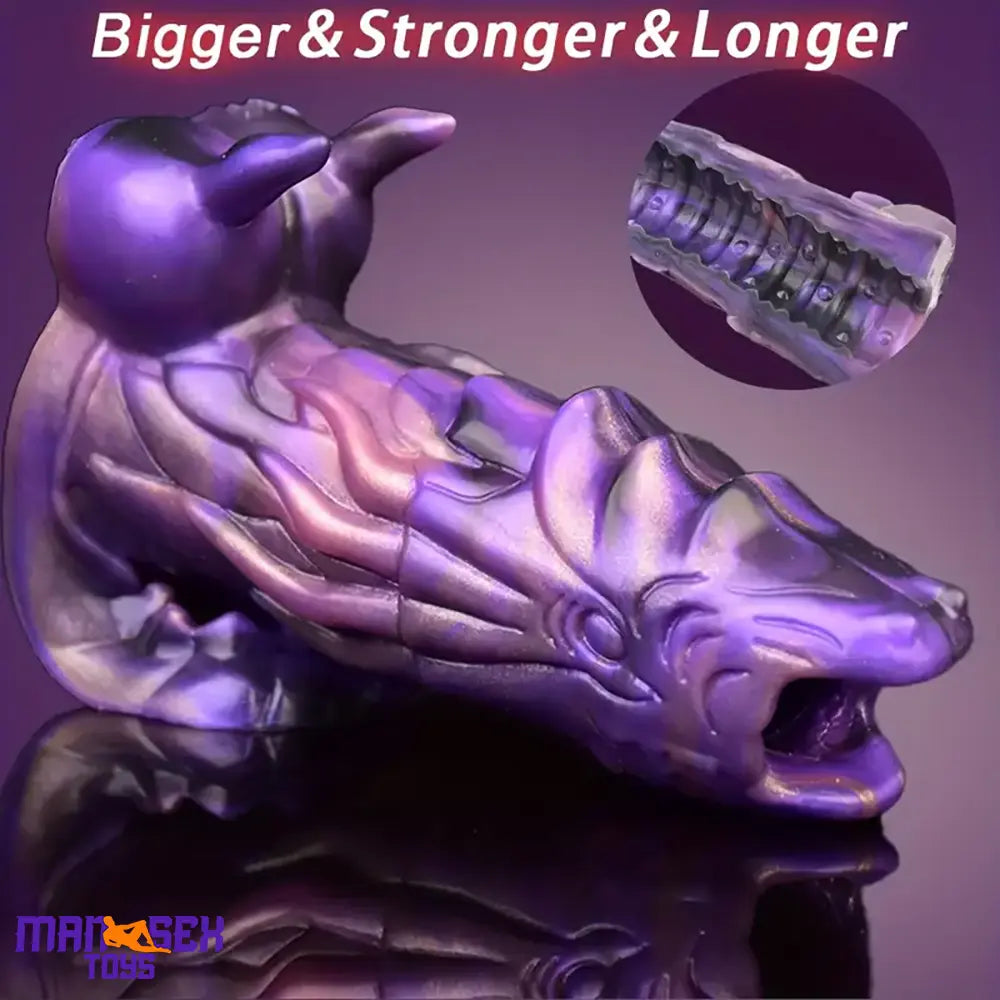 5.91in Liquid Silicone Dragon Fantasy Hollow Cock Ring Dildo Sleeve Sex Toy