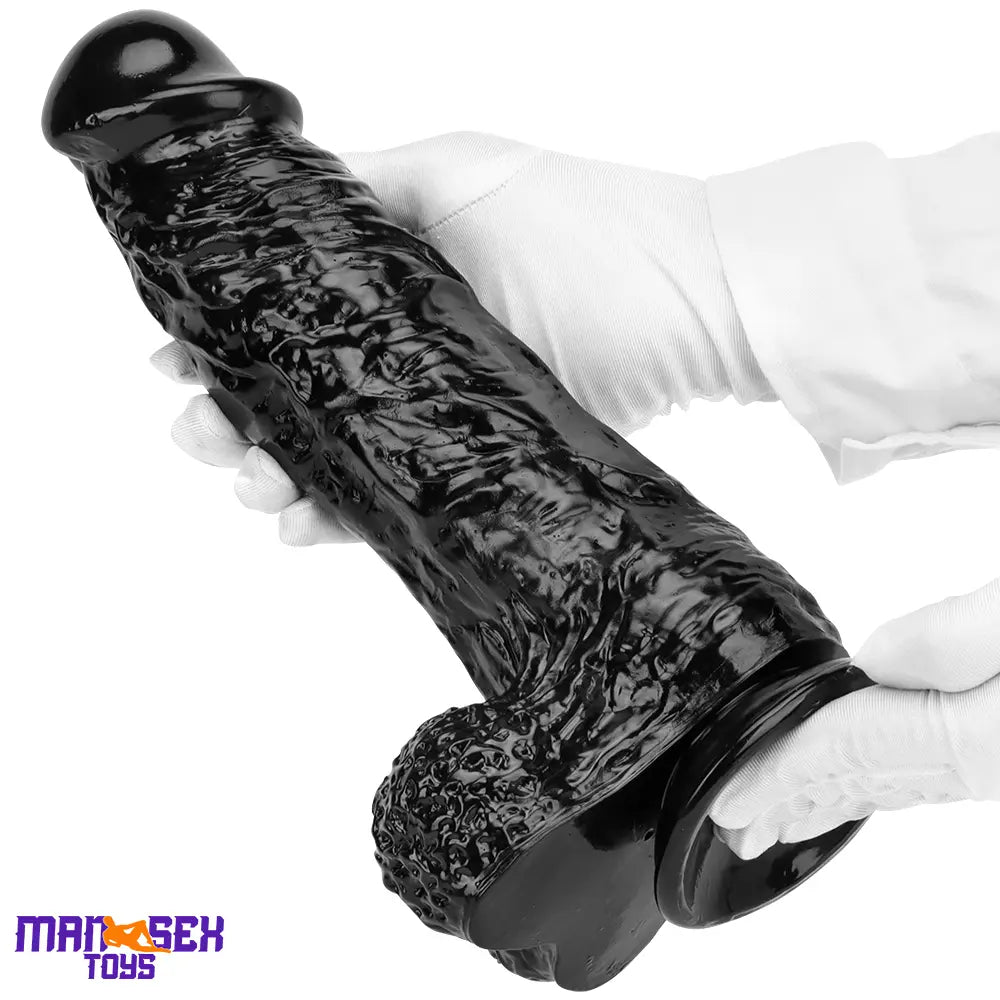 12.2in Super Big Thick Realistic Black Dildo BDSM Sex Toy Suction Cup Base