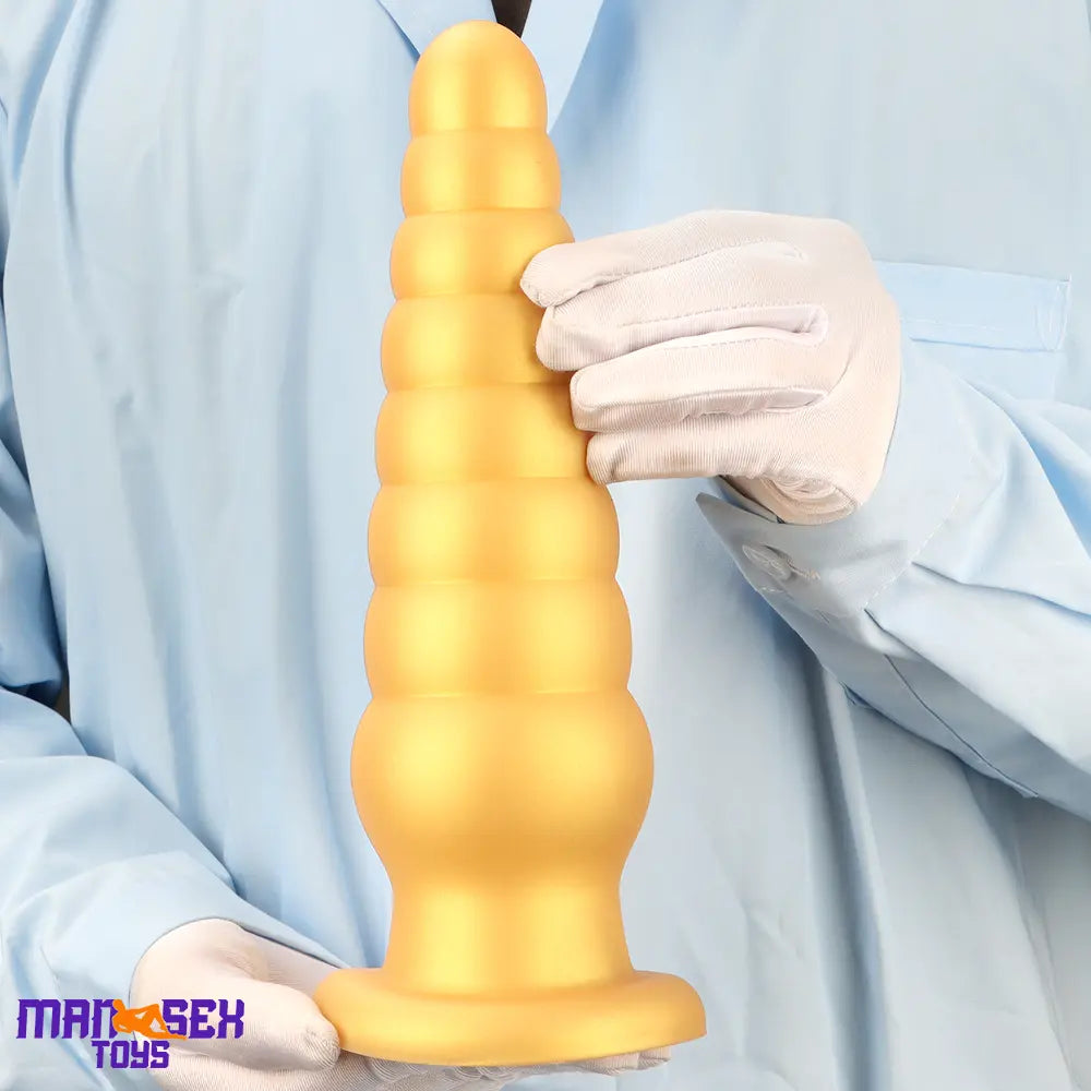 10.63in Soft Silicone Big Gold Butt Plug Dildo For Anal Expansion Orgasm