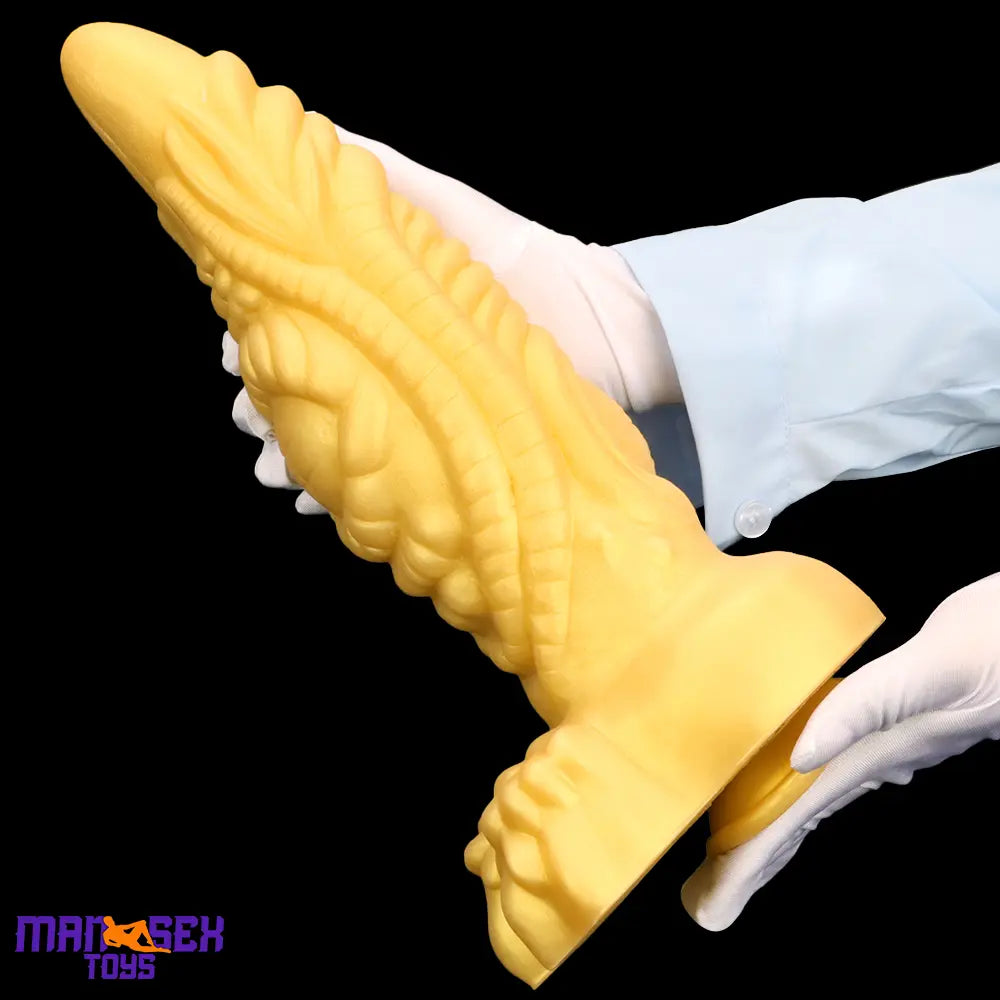 14.56in Premium Gold Liquid Large Soft Long Fantasy Silicone Handy Dildo