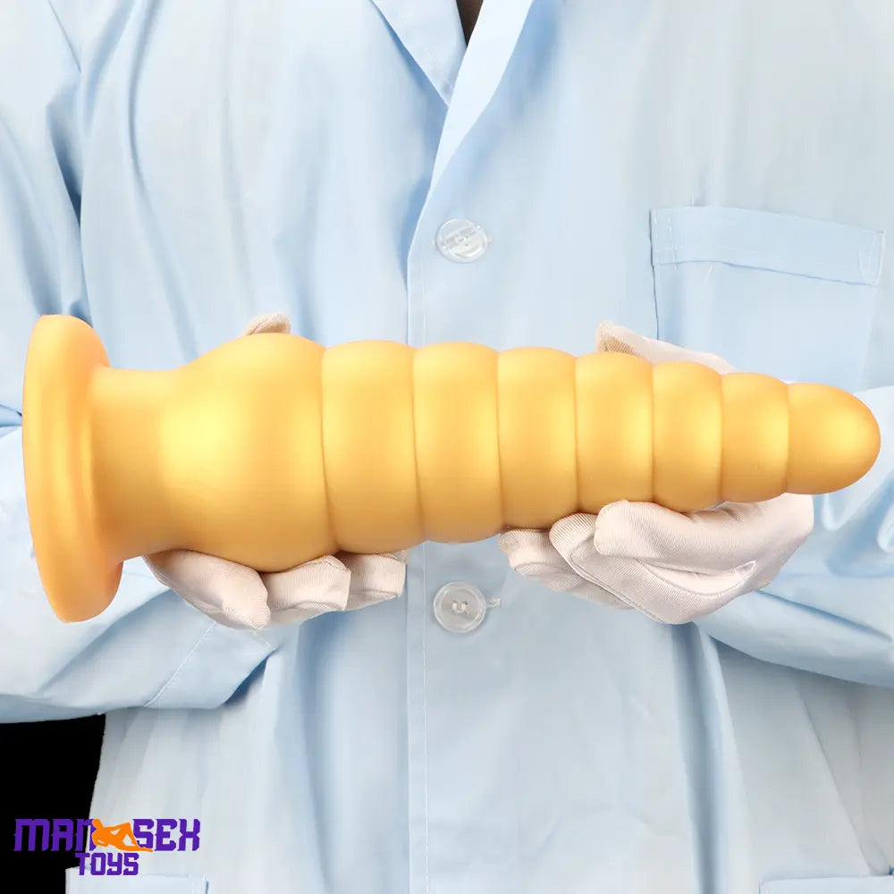 10.63in Soft Silicone Big Gold Butt Plug Dildo For Anal Expansion Orgasm