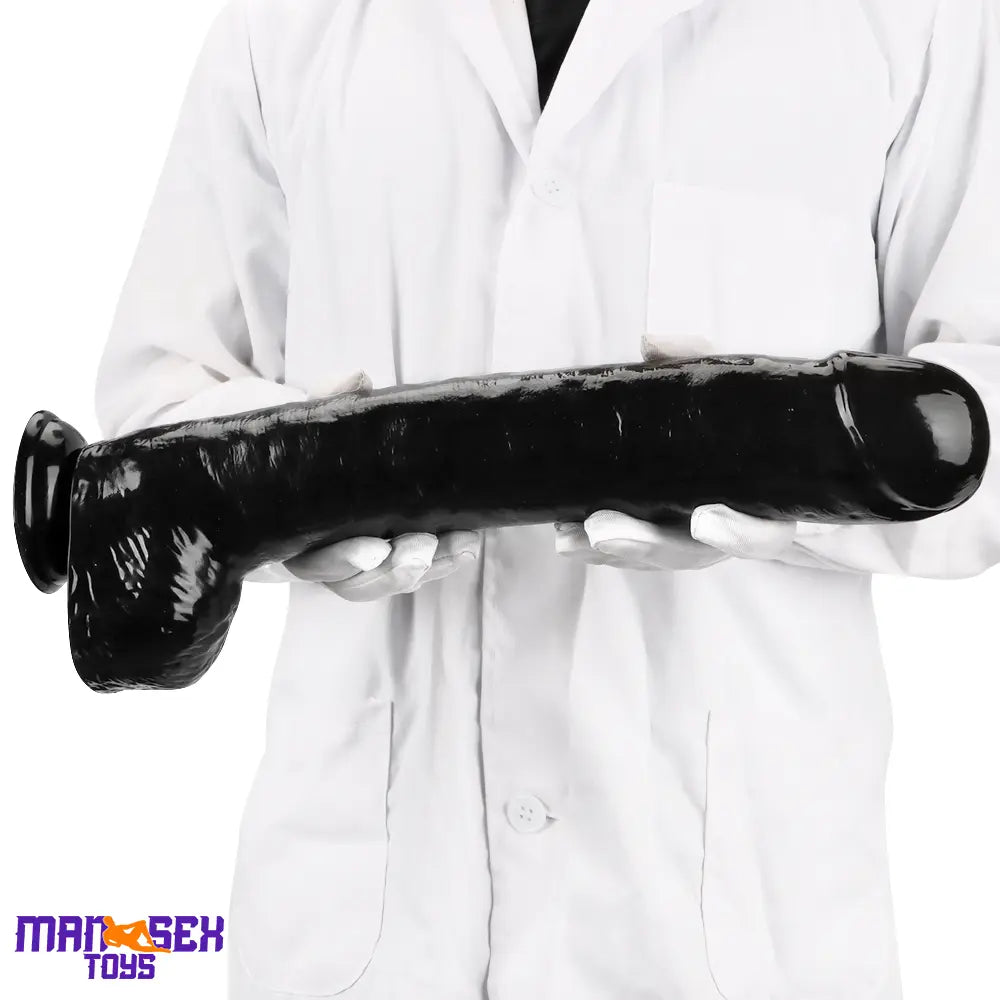 15.74in Extra Big Long Black Dildo Real BDSM Sex Toy For G spot Lover