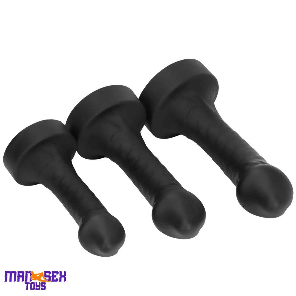 10.63in 12.6in 13.77in Silicone Big Soft Curved Black Dildo Mushroom Head