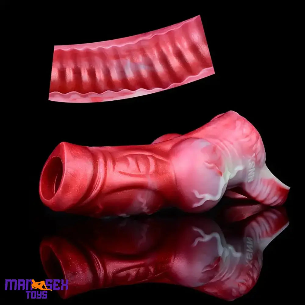 4.92in 5.83in Silicone Soft Cock Ring Dildo Sleeve Dog Animal Knotted Extender