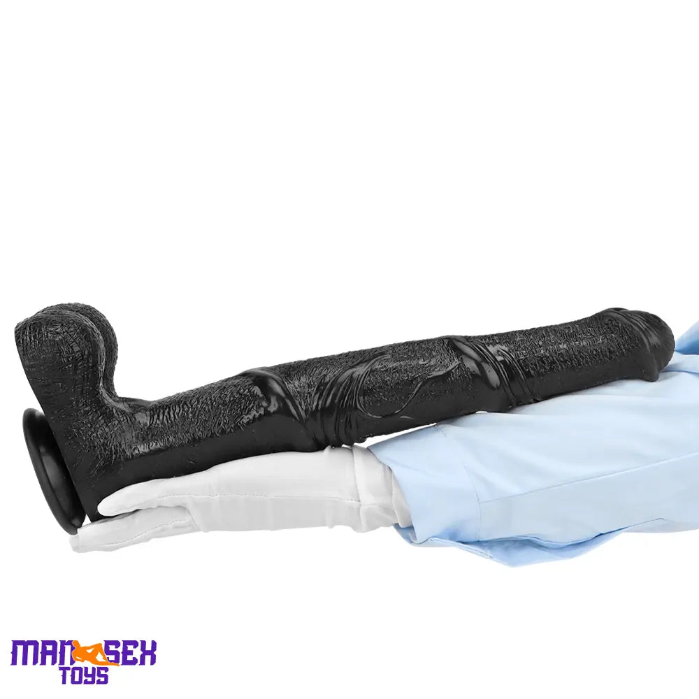 14.76in Extra Long Huge Black Soft Liquid Silicone Horse Cock Handy Dildo