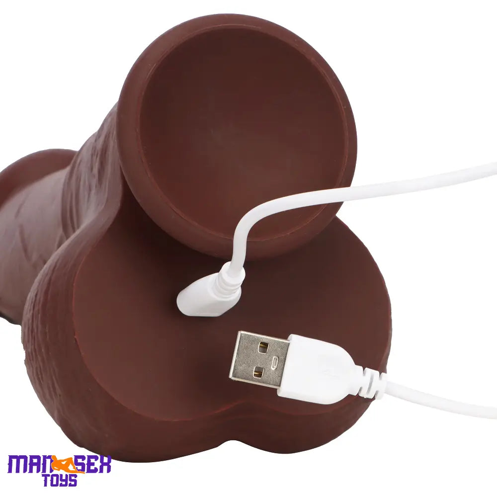 8.85in 3in1 Intelligent Heating Thrusting Vibrating Electric Ebony Auto Dildo