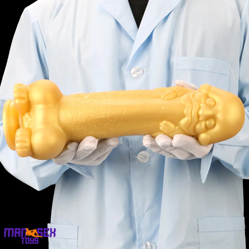 11.8in Liquid Large Soft Silicone Fantasy Thick Gold Anal Spiked Clit Dildo