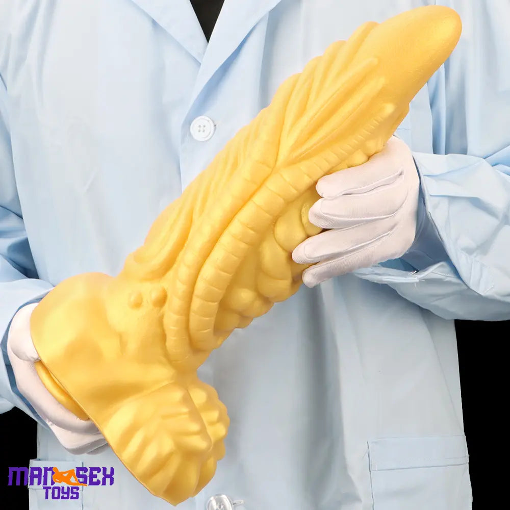 14.56in Premium Gold Liquid Large Soft Long Fantasy Silicone Handy Dildo