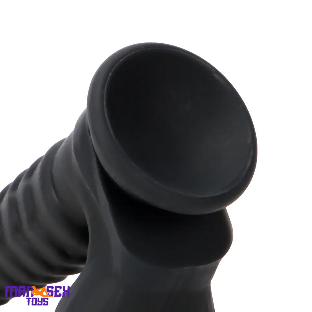 8.07in Big Black Fantasy Double Layer Silicone Flexible Caterpillar Dildo