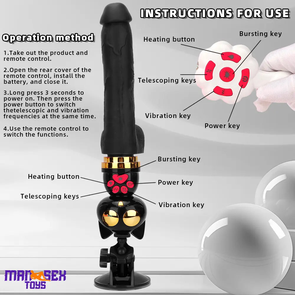 7.87in Cat Heating Thrusting Vibrating Automatic Dildo Gun Fucking Machine