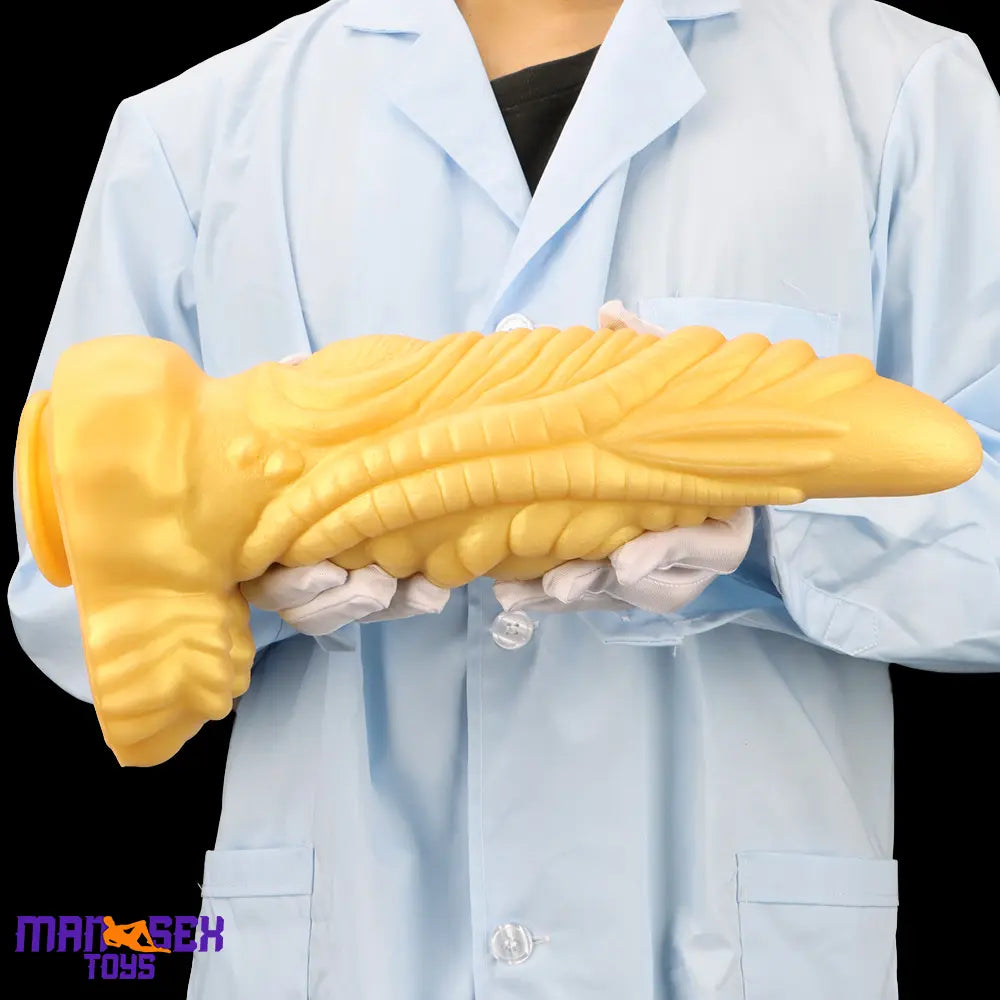 14.56in Premium Gold Liquid Large Soft Long Fantasy Silicone Handy Dildo