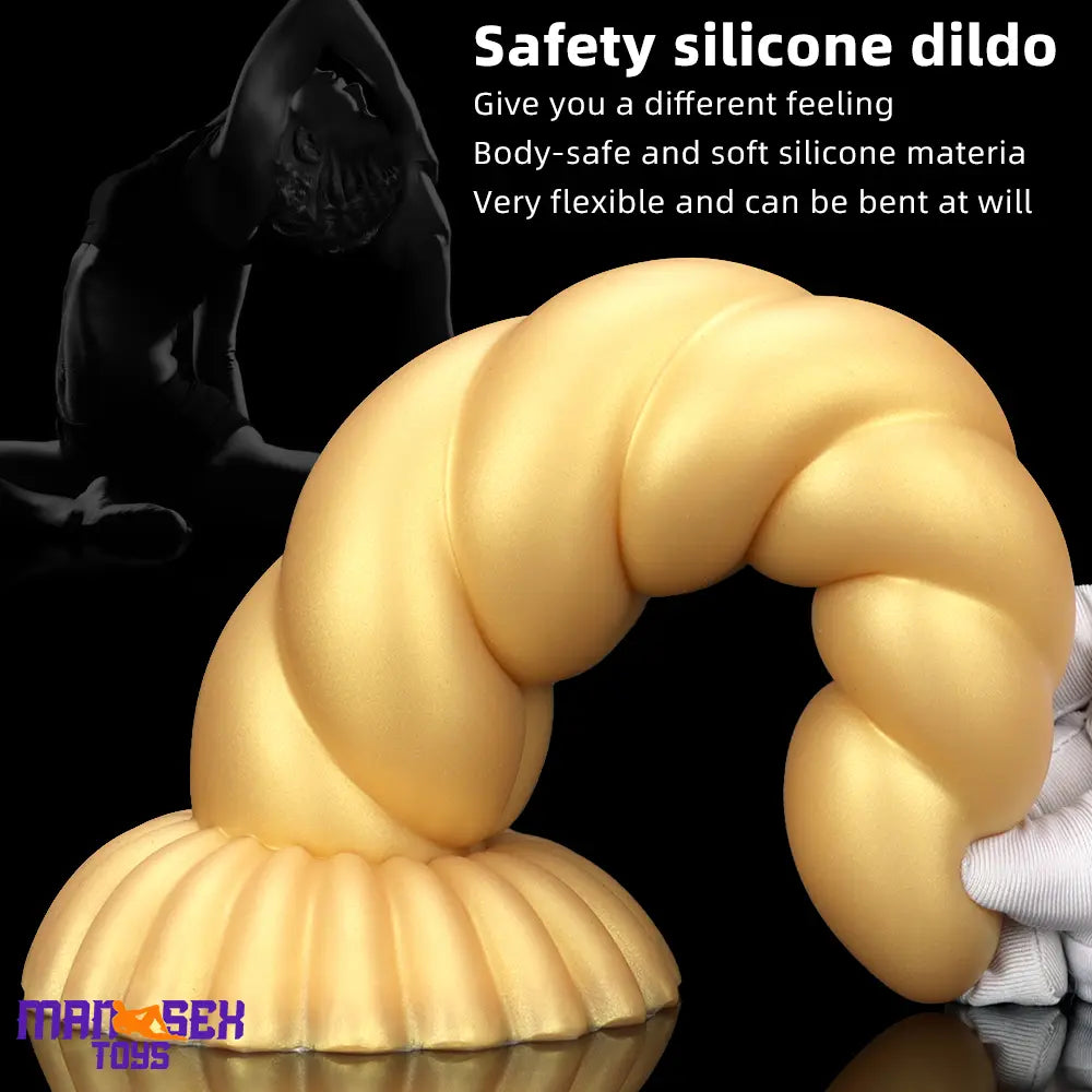 5.51in 7.87in 10.23in Gold Silicone Soft Fantasy Dildo For Anal Orgasm Cock
