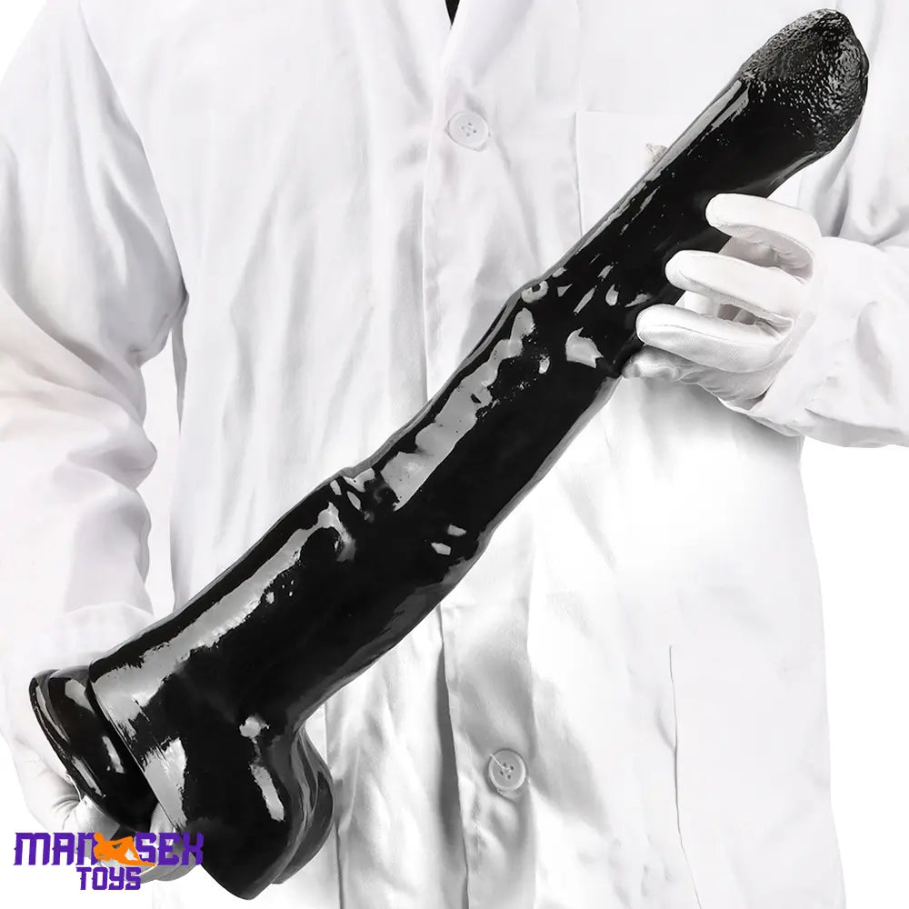 18.5in Extra Big Long Black Dildo Real BDSM Animal Horse Penis Sex Tool