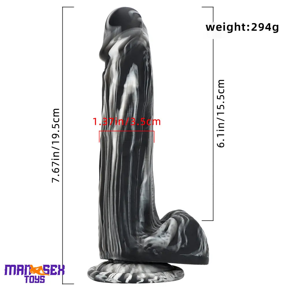 7.67in Premium Silicone Soft Mixed Color Dildo For Sensory Masturbation