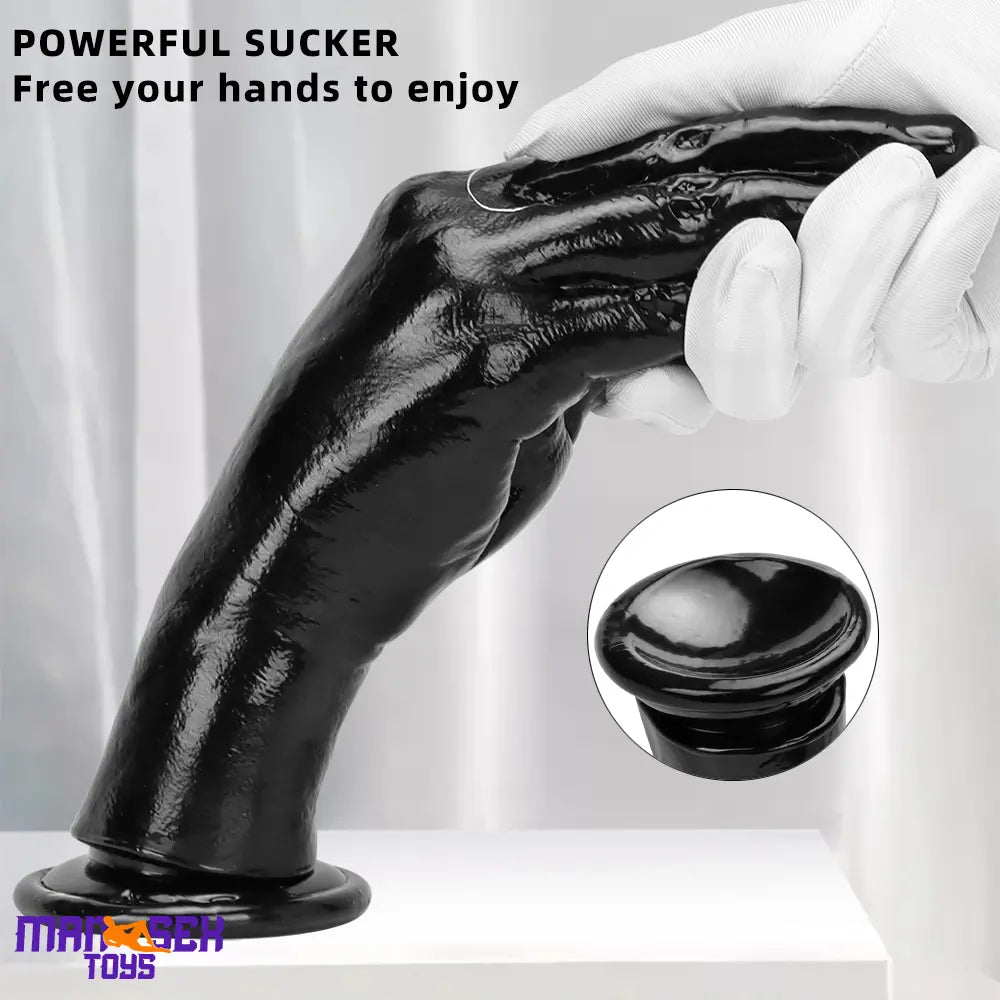6.3in 8.66in 11.02in Women Using Big Black Thick Hands Fist Wide Dildo