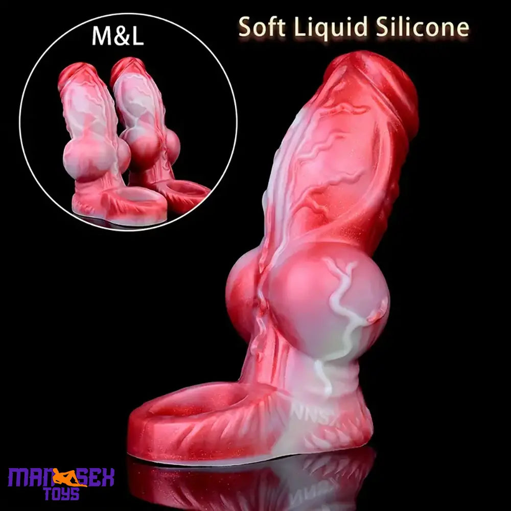 4.92in 5.83in Silicone Soft Cock Ring Dildo Sleeve Dog Animal Knotted Extender
