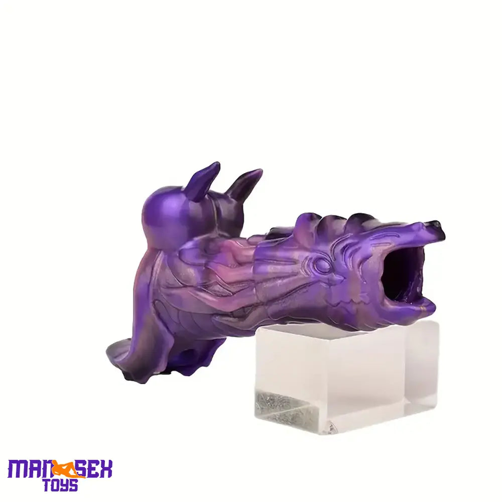 5.91in Liquid Silicone Dragon Fantasy Hollow Cock Ring Dildo Sleeve Sex Toy