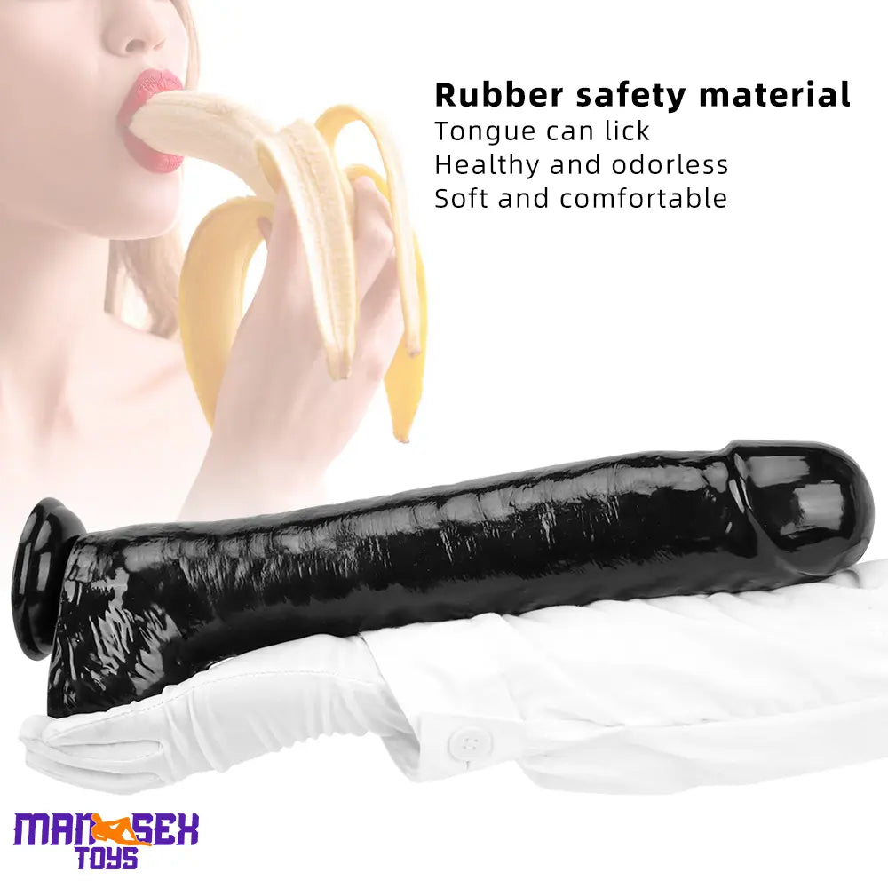 15.74in Extra Big Long Black Dildo Real BDSM Sex Toy For G spot Lover