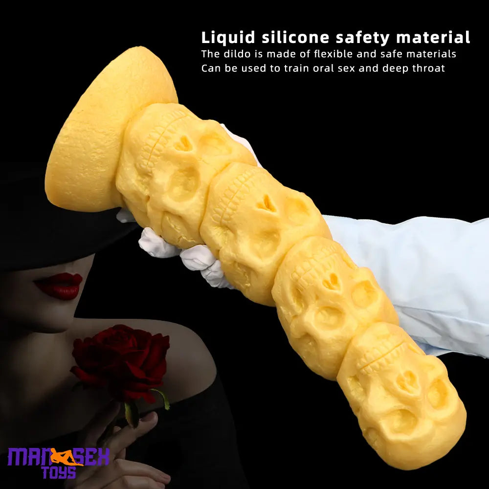 14.37in Premium Large Soft Long Fantasy Silicone Scary Skull Sensory Dildo