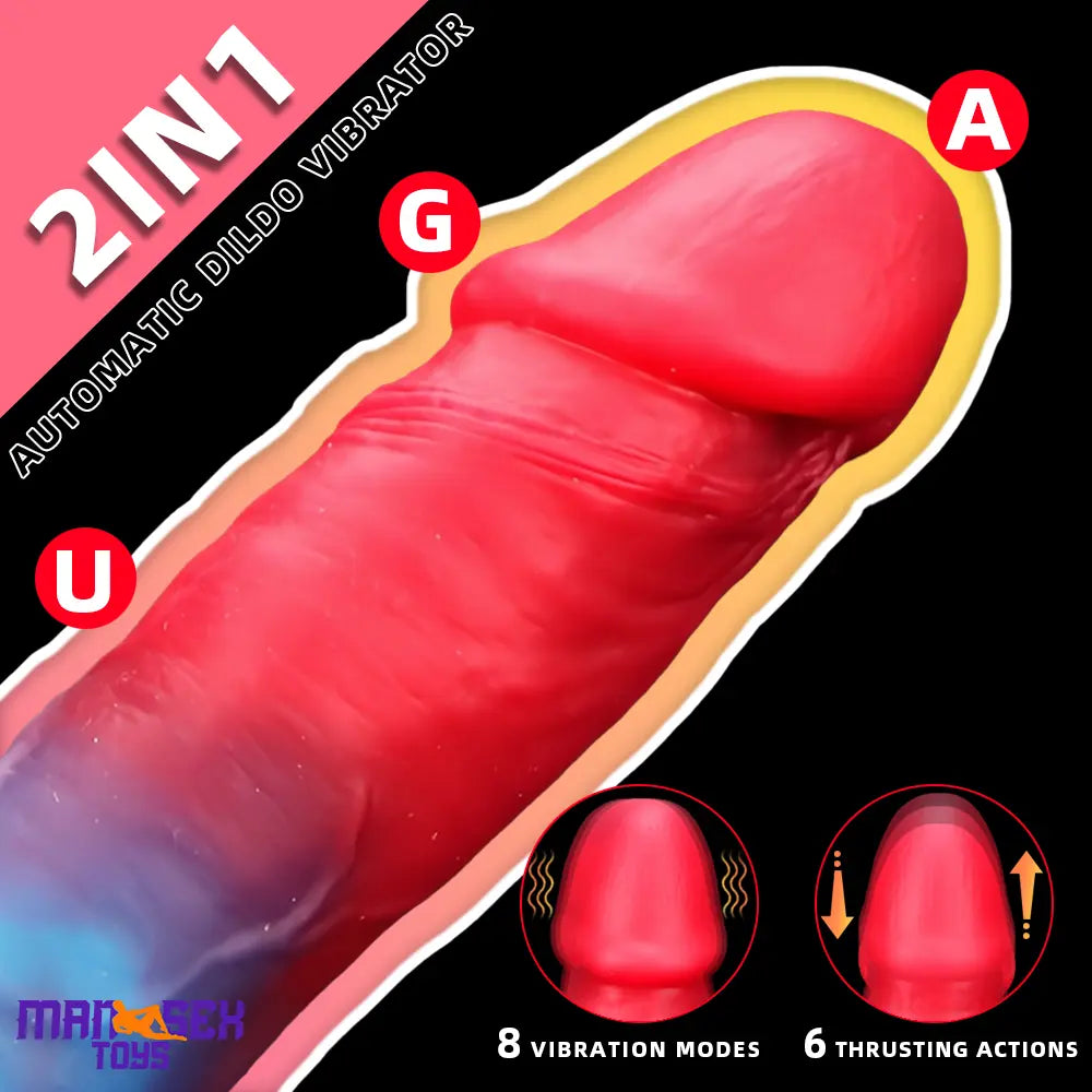 9.05in Big Smart Heating Thrusting Vibrating Remote Control Electric Dildo
