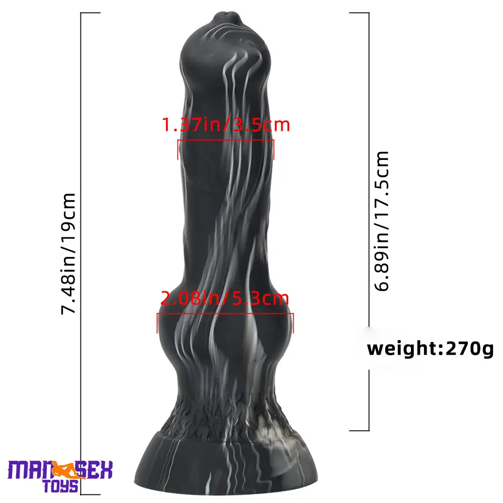 7.48in Silicone Soft Mixed Color Dog Cock Dildo For Sensory Sex Toy Orgasm