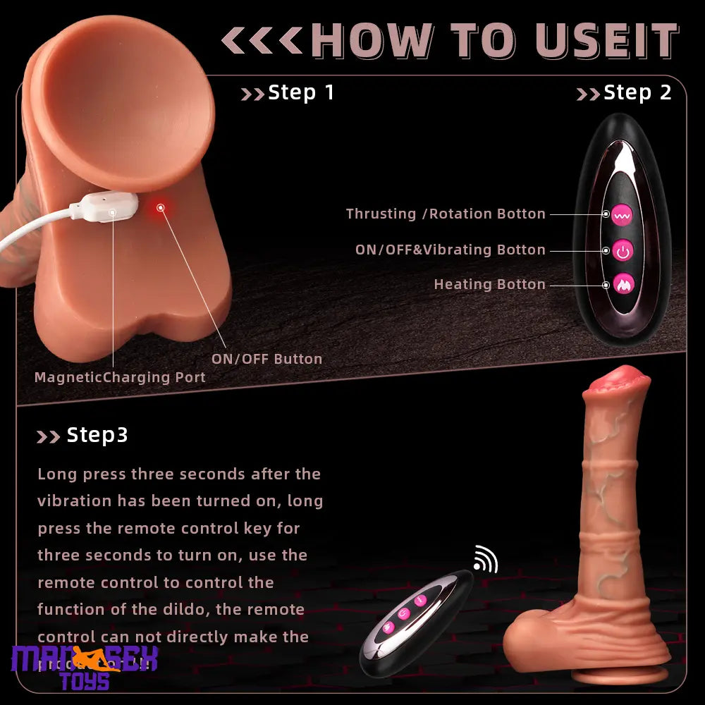 8.85in 4in1 Heating Thrusting Vibrating Rotation Remote Horse Sensory Dildo