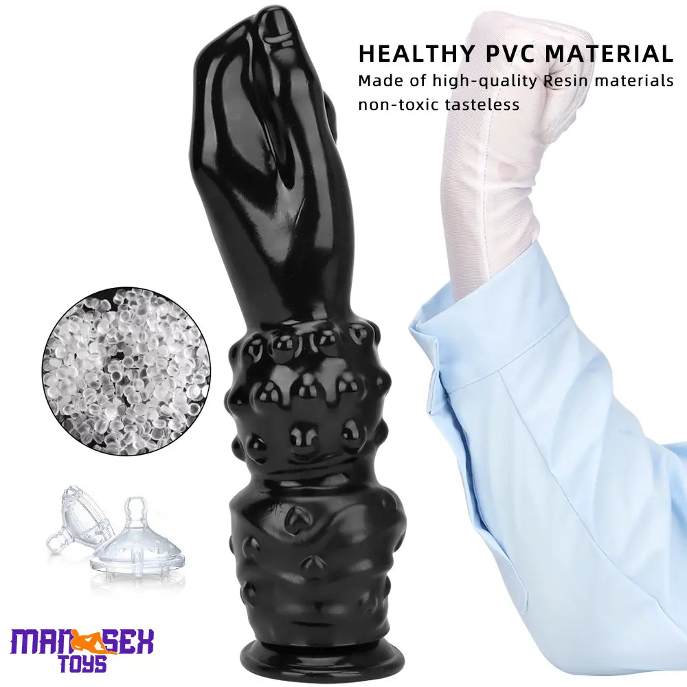 7.67in 11.41in 14in Large Thick Black Hands Fist Dildo For Anal Wide Sex